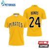 Pittsburgh Pirates Barry Bonds #24 Mlb Great Player Baseball Team Logo Majestic Official Gold 2019 Polo Shirt