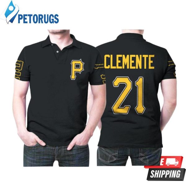 Pittsburgh Pirates Roberto Clemente 21 Great Legend Mlb Baseball Team Logo Black Style Polo Shirt