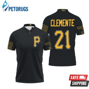 Pittsburgh Pirates Roberto Clemente 21 Mlb Black Polo Shirt