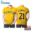 Pittsburgh Pirates Roberto Clemente #21 Mlb Great Player Baseball Team Logo Majestic Official Gold 2019 Polo Shirt