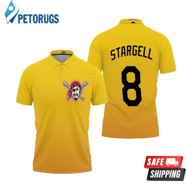 Pittsburgh Pirates Willie Stargell #8 Great Player Mlb Baseball Team Logo Yellow Polo Shirt