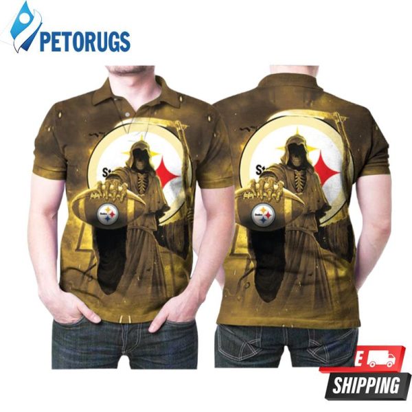 Pittsburgh Steelers America Football Team Nfl Logo Death God Polo Shirt