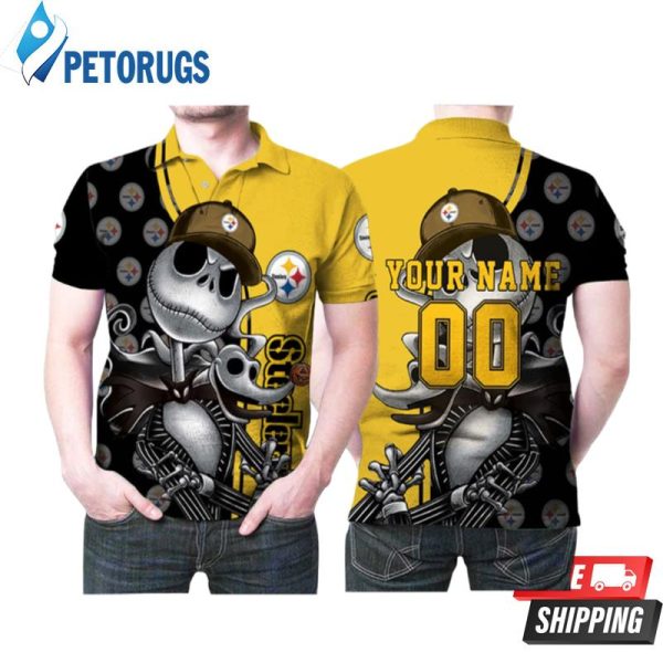 Pittsburgh Steelers America Football Team Nfl Logo Jack Skellington Personalzied Custom Name Pittsburgh Steelers Fans Lovers Polo Shirt