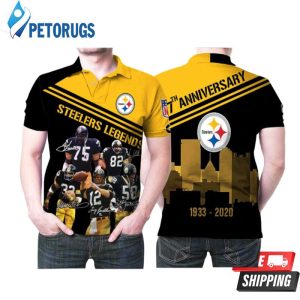 Pittsburgh Steelers Legends Signature 87th Anniversary 5 Legends Signed Printed Polo Shirt