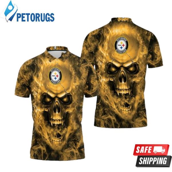 Pittsburgh Steelers Nfl Fans Skull Polo Shirt