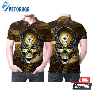 Pittsburgh Steelers Skull Chain Logo Printed Polo Shirt