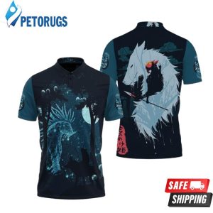 Princess Mononoke San And Her Wolf At Night Polo Shirt