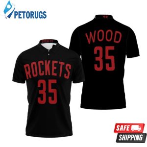 Rockets Christian Wood 2020-21 Earned Edition Black Polo Shirt