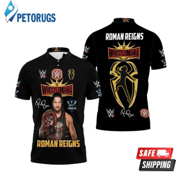 Roman Reigns Wrestlemania Wwed Legend Signed For Fan Polo Shirt