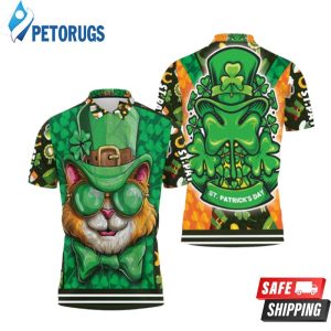 Saint Patricks Day Cat With Green Hat Polo Shirt