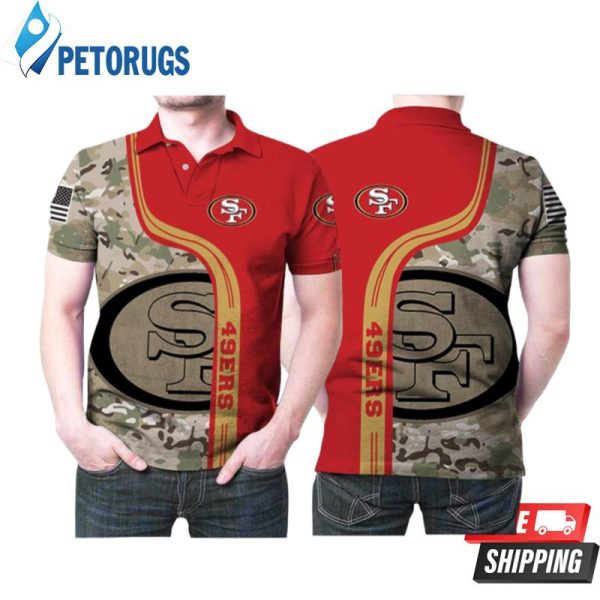 San Francisco 49ers Logo Camouflage Pattern American Flag Polo Shirt