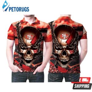 San Francisco 49ers Logo Skull Chain Red Vapor Polo Shirt