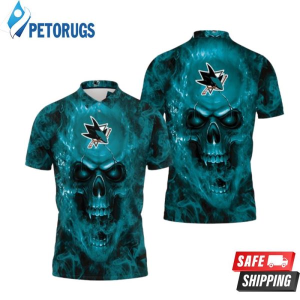 San Jose Sharks Nhl Fans Skull Polo Shirt