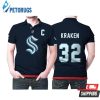 Seattle Kraken #32 Nhl Ice Hockey Team Logo Blue Polo Shirt