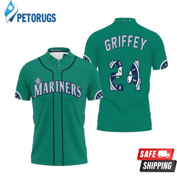 Seattle Mariners Ken Griffey Jr 24 Mlb Green Inspired Polo Shirt