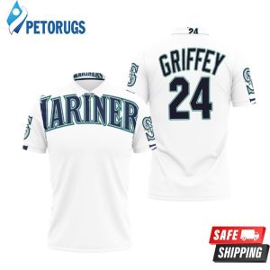 Seattle Mariners Ken Griffey Jr 24 Mlb White Inspired Polo Shirt