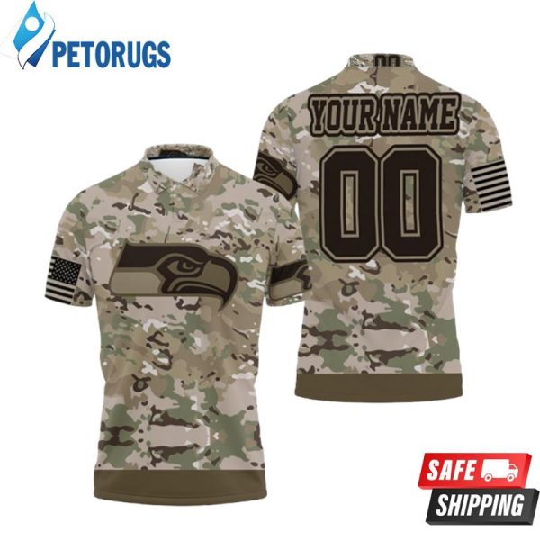 Seattle Seahawks Camouflage Veteran Personalized Polo Shirt