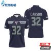 Seattle Seahawks Chris Carson #32 Nfl American Football Navy 100th Season Polo Shirt