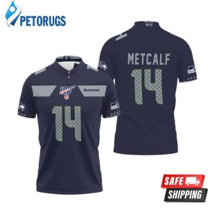 Seattle Seahawks Dk Metcalf #14 Nfl American Football Navy 100th Season Polo Shirt