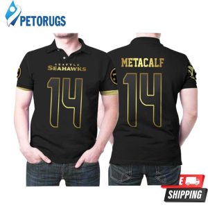 Seattle Seahawks Dk Metcalf 14 Nfl American Football Team Black Golden Edition Style Polo Shirt