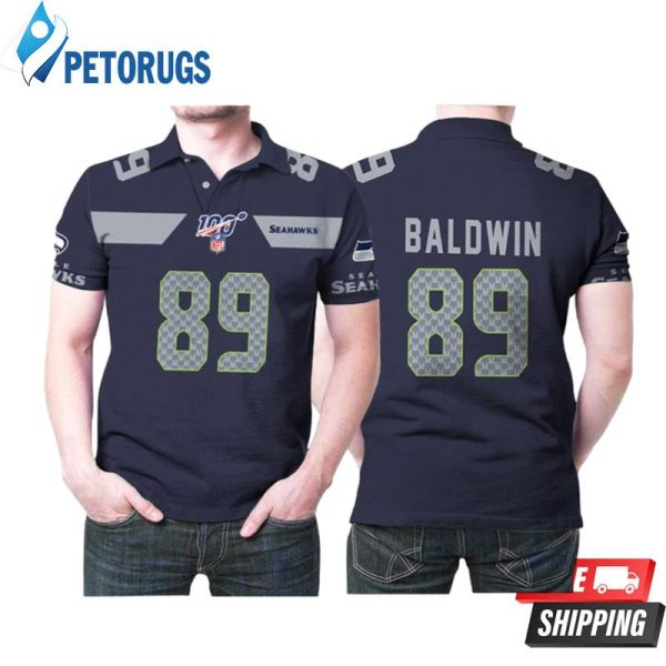 Seattle Seahawks Doug Baldwin #89 Nfl American Football Navy 100th Season Polo Shirt