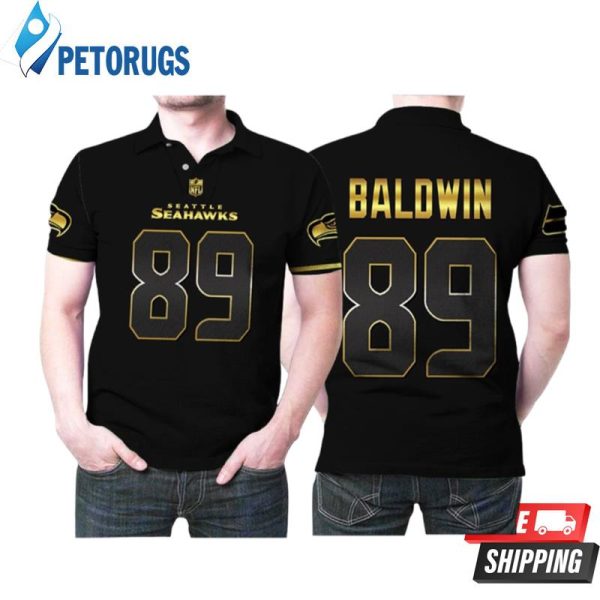 Seattle Seahawks Doug Baldwin #89 Nfl American Football Team Black Golden Edition Polo Shirt