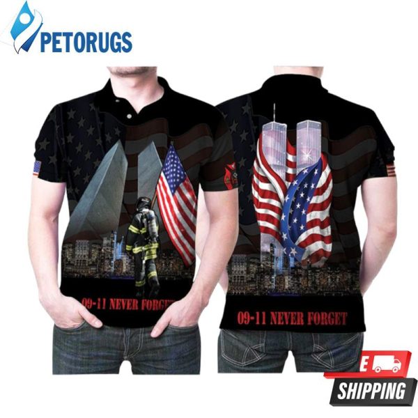 September 11 Never Forget Flag America Memorial Polo Shirt