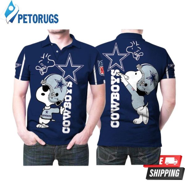 Snoopy Leans On Dallas Cowboys Logo Nfl Logo Polo Shirt