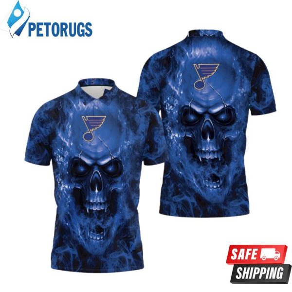 St. Louis Blues Nhl Fans Skull Polo Shirt