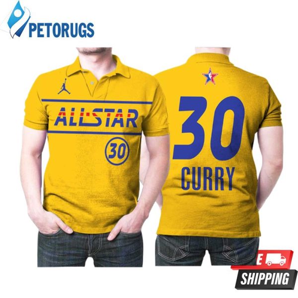 Stephen Curry #30 Nba Warriors All Star Western Conference Gold Style Polo Shirt