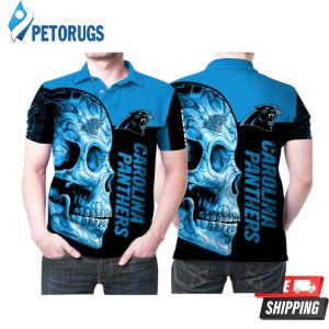 Sugar Skull Carolina Panthers Nfl Flower Pattern Polo Shirt