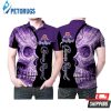 Sugar Skull Crown Royal Purple Flower Pattern Polo Shirt