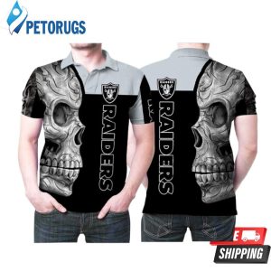 Sugar Skull Las Vegas Raiders Flower Pattern Polo Shirt