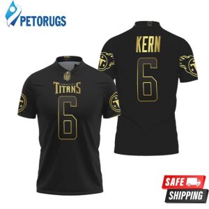 Tennessee Titans Brett Kern #6 Nfl America Football Team Logo Black Golden Edition Polo Shirt