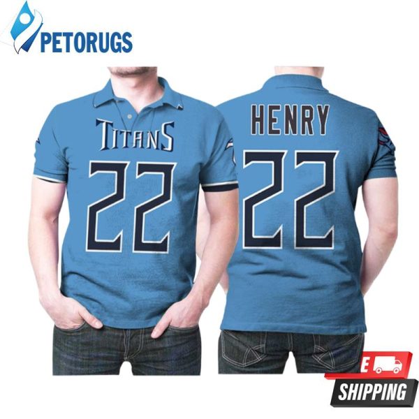 Tennessee Titans Derrick Henry 22 Youth Game Light Blue 2019 Style Polo Shirt