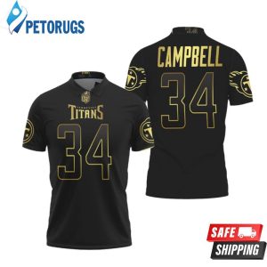 Tennessee Titans Earl Campbell #34 Nfl America Football Team Logo Black Golden Edition Polo Shirt