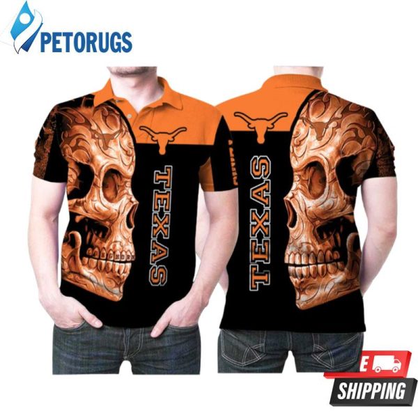 Texas Longhorns Ncaa Sugar Skull Flower Pattern Polo Shirt