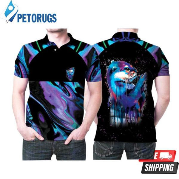 The Adorable Otter In Holographic Watercolor Painting Polo Shirt