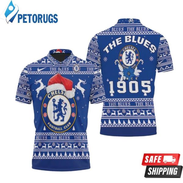 The Blues Chelsea Football Club Ugly Christmas Polo Shirt