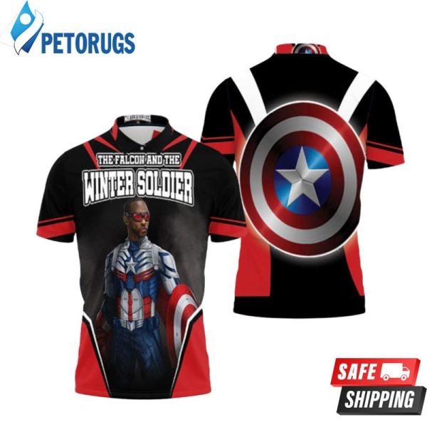 The Falcon New Captain America Wielding Shield Polo Shirt