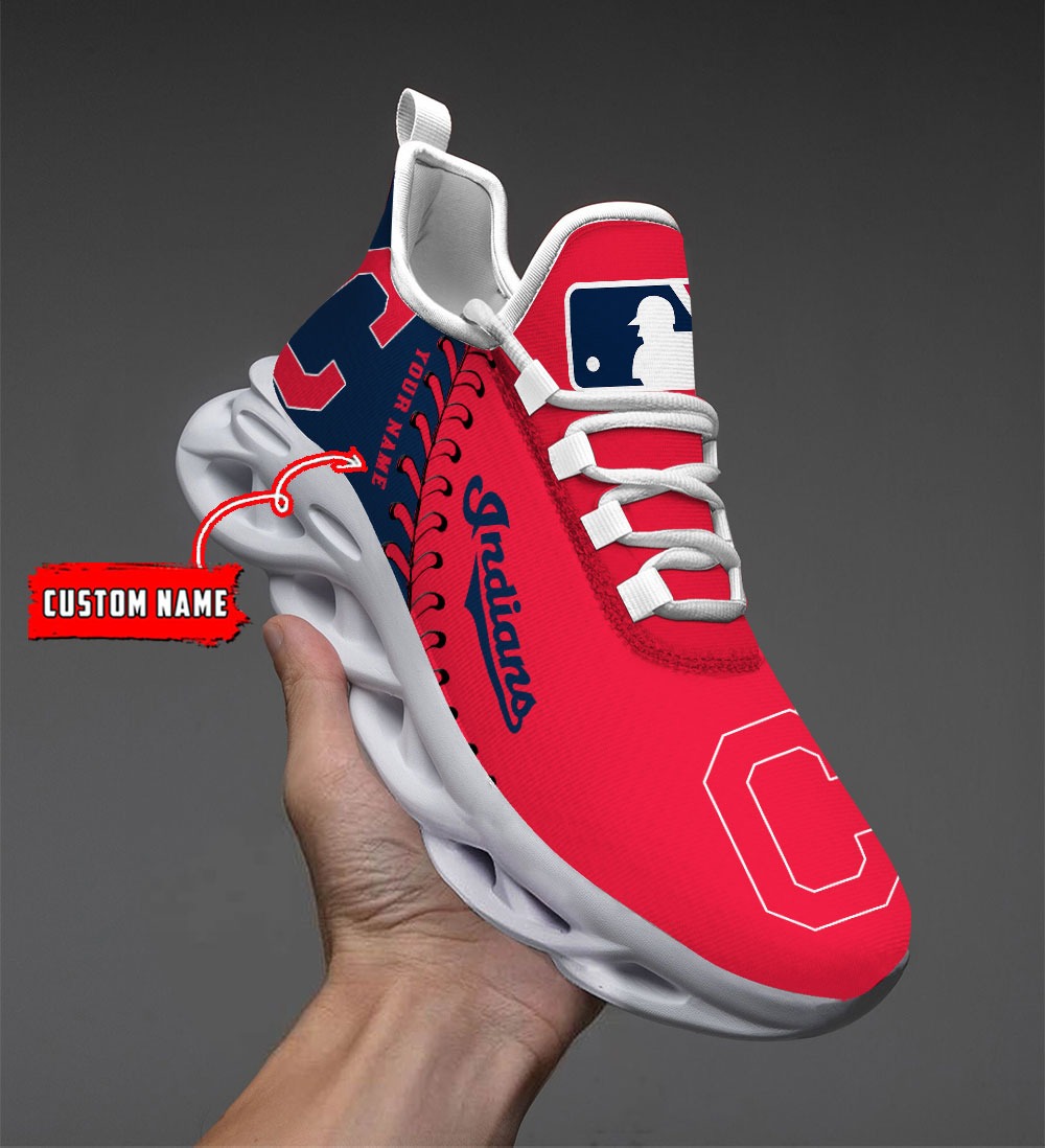 Cleveland Indians MLB Max Soul Shoes Sneakers For Men And Women Cleveland Indians MLB Max Soul Shoes Sneakers For Men And Women
