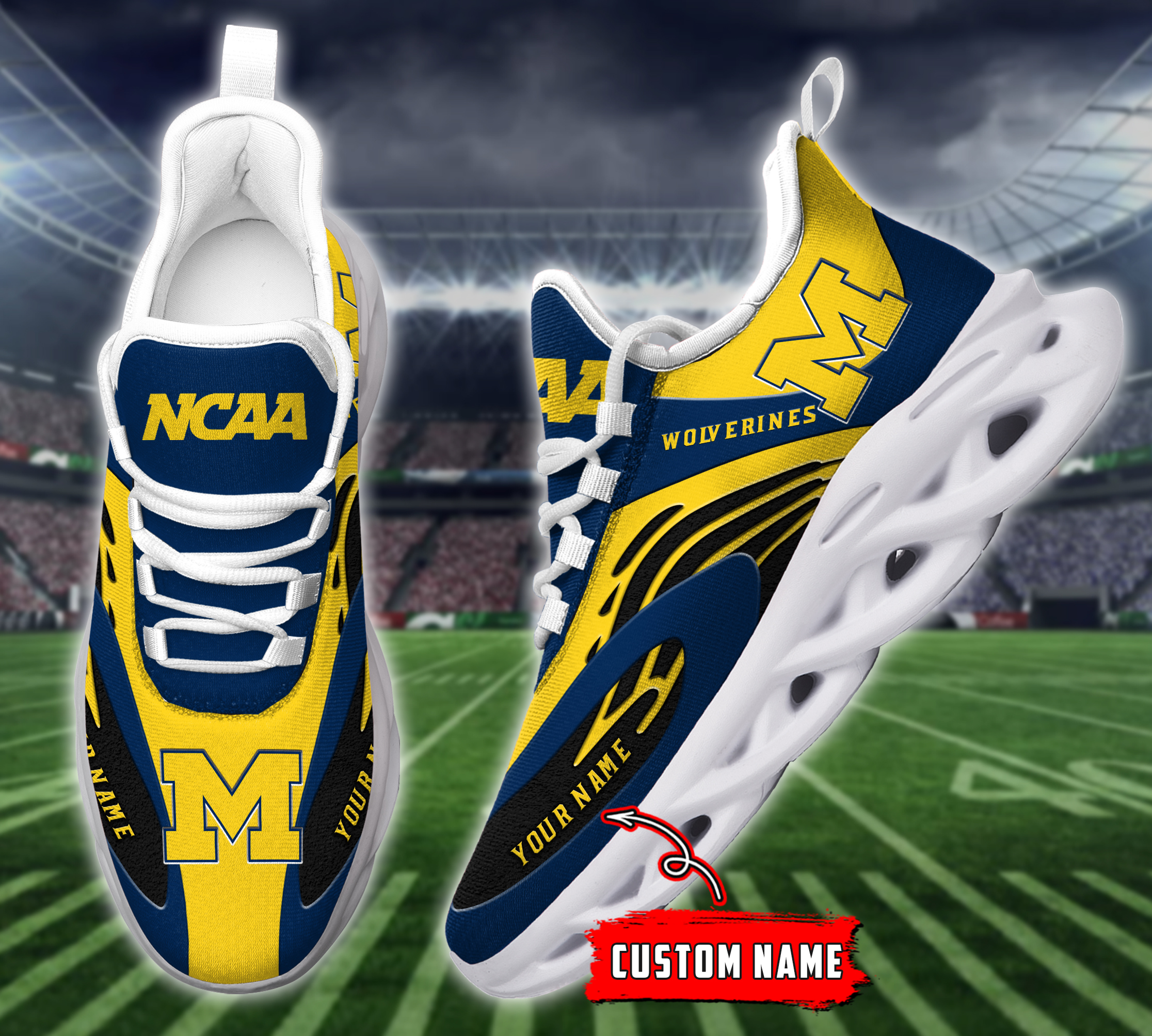 Michigan Wolverines NCAA Max Soul Shoes Sneakers For Men And Women Michigan Wolverines NCAA Max Soul Shoes Sneakers For Men And Women