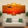 737 At Dawn - Airplane 5 Panel Canvas Art Wall Decor