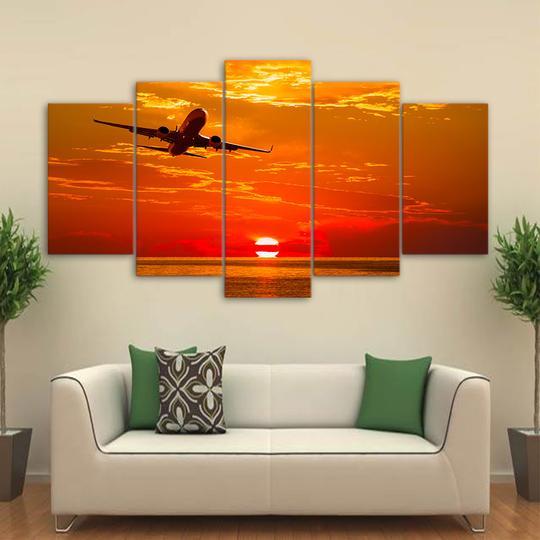 737 At Dawn - Airplane 5 Panel Canvas Art Wall Decor 737 At Dawn - Airplane 5 Panel Canvas Art Wall Decor