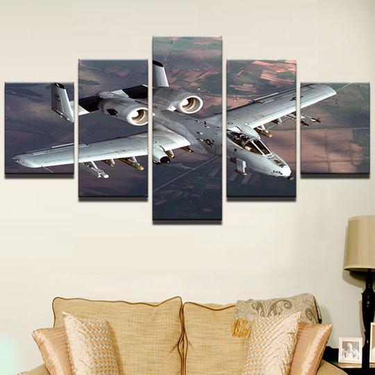 A-10 Thunderbolt Warthog 1 - Aircraft 5 Panel Canvas Art Wall Decor A-10 Thunderbolt Warthog 1 - Aircraft 5 Panel Canvas Art Wall Decor