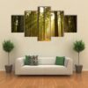 A Beautiful Forest At Dusk - Nature 5 Panel Canvas Art Wall Decor