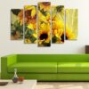A Bouquet Of Sunflowers Summer - Nature 5 Panel Canvas Art Wall Decor
