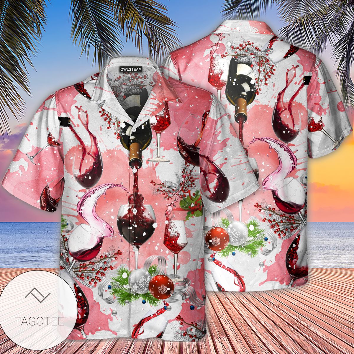 A Glass Of Fine Wine On Christmas Hawaiian Shirt- Tagotee A Glass Of Fine Wine On Christmas Hawaiian Shirt- Tagotee