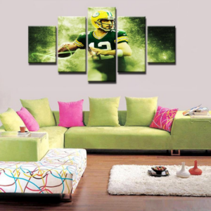 Aaron Rodgers Football - Sport 5 Panel Canvas Art Wall Decor