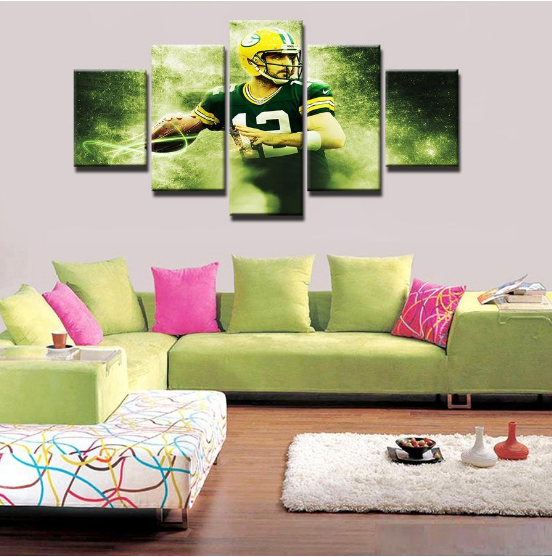 Aaron Rodgers Football - Sport 5 Panel Canvas Art Wall Decor Aaron Rodgers Football - Sport 5 Panel Canvas Art Wall Decor